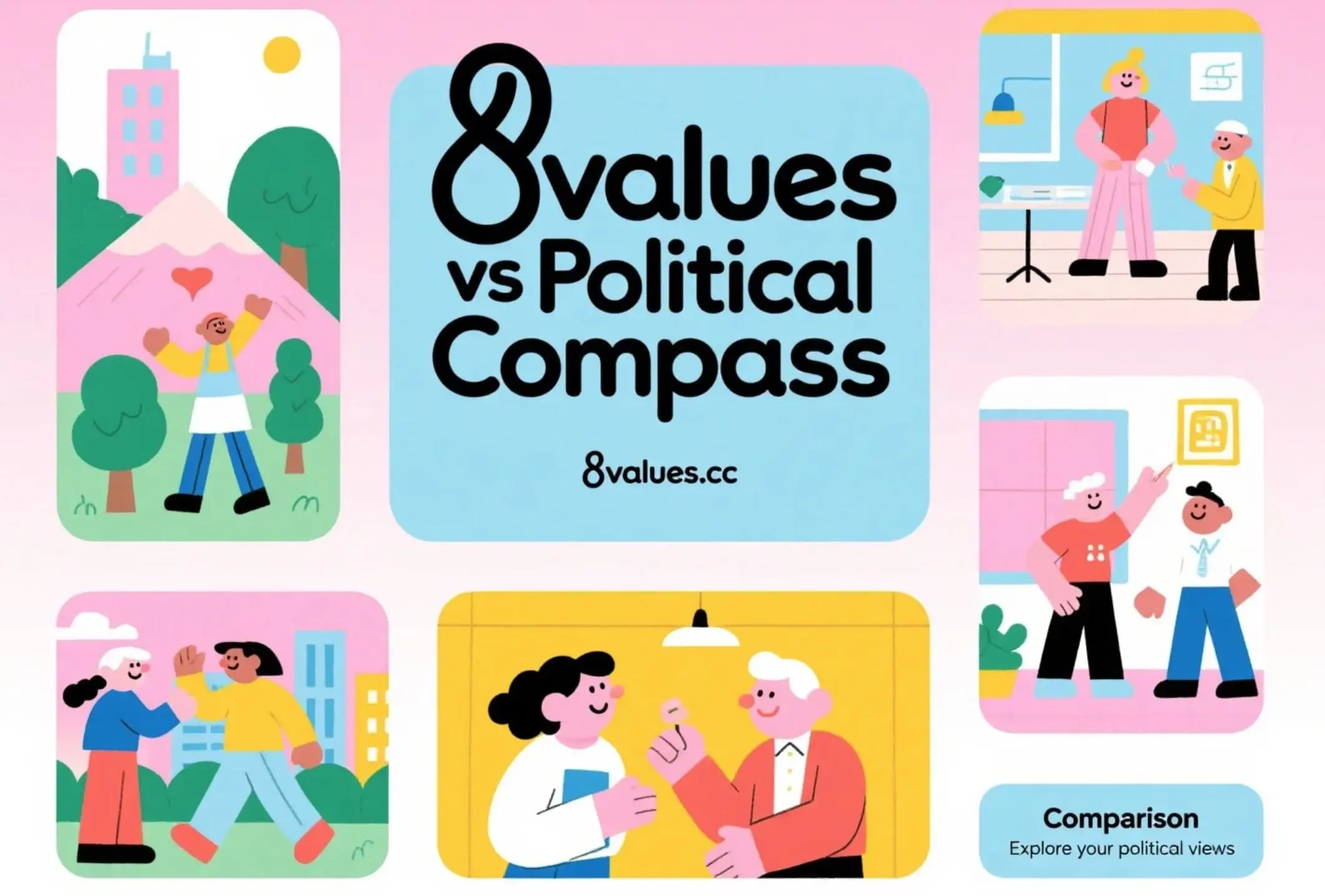 8values ​​राजनीतिक परीक्षण-राजनीतिक प्रवृत्ति परीक्षण-राजनीतिक रुख परीक्षण -8values ​​बनाम। राजनीतिक कम्पास: कौन सी राजनीतिक परीक्षा आपके लिए अधिक उपयुक्त है?